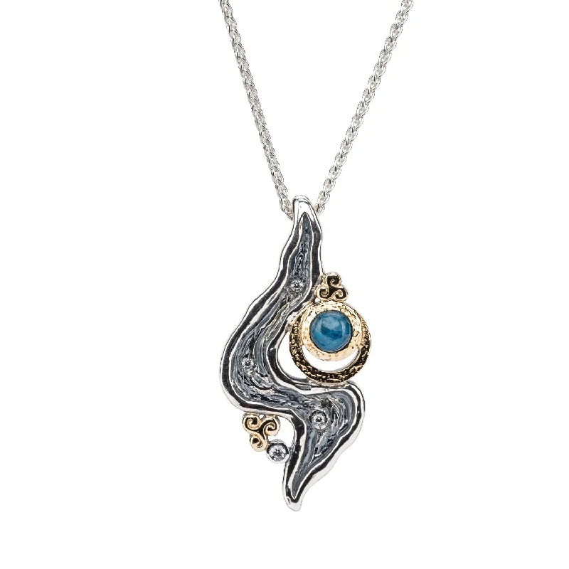 Apex pendant necklace-Silver and 10k Gold Rocks 'n Rivers Pendant - Apatite