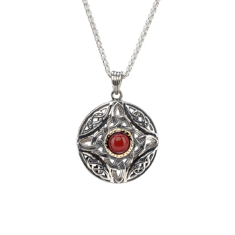 Cushion-cut sapphire necklace-Silver and 10k Gold Round Aphrodite Pendant - Garnet