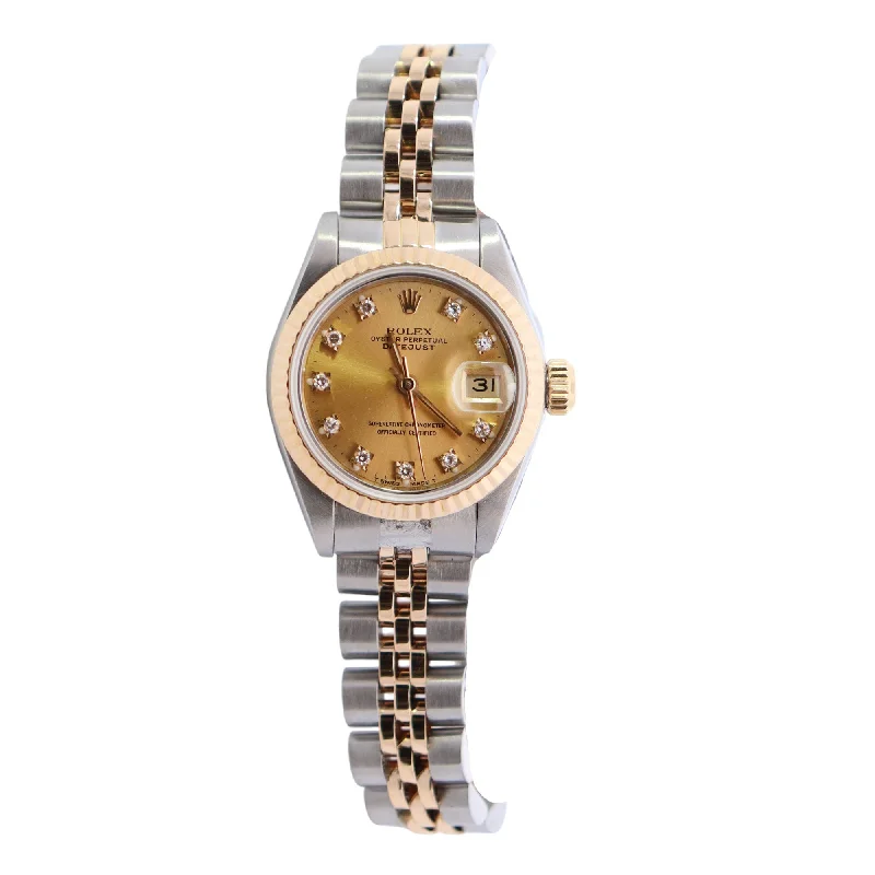 Toned hue necklace-Rolex Datejust 26mm Champagne Dial Watch Ref# 69173