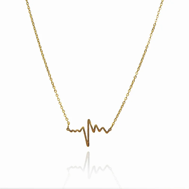 Ribbed edge necklace-Rhythm Of Love Necklace - Gold