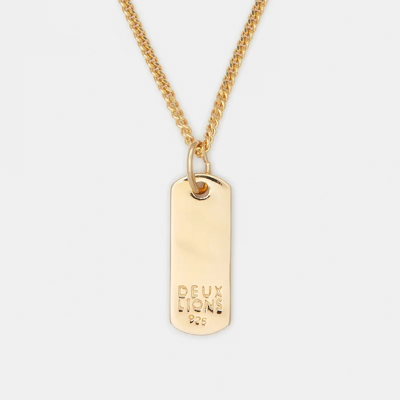 Baby Lion Tag Necklace in Gold