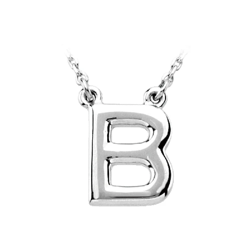 Leaf stem necklace-14K White Gold, Kendall Collection, Block Initial B Necklace, 16 Inch