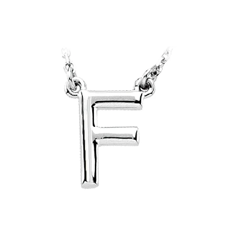 Hemp wrap necklace-14K White Gold, Kendall Collection, Block Initial F Necklace, 16 Inch