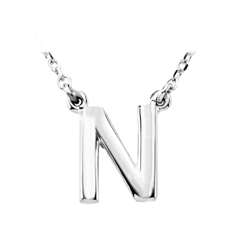 Hazy dawn necklace-14K White Gold, Kendall Collection, Block Initial N Necklace, 16 Inch