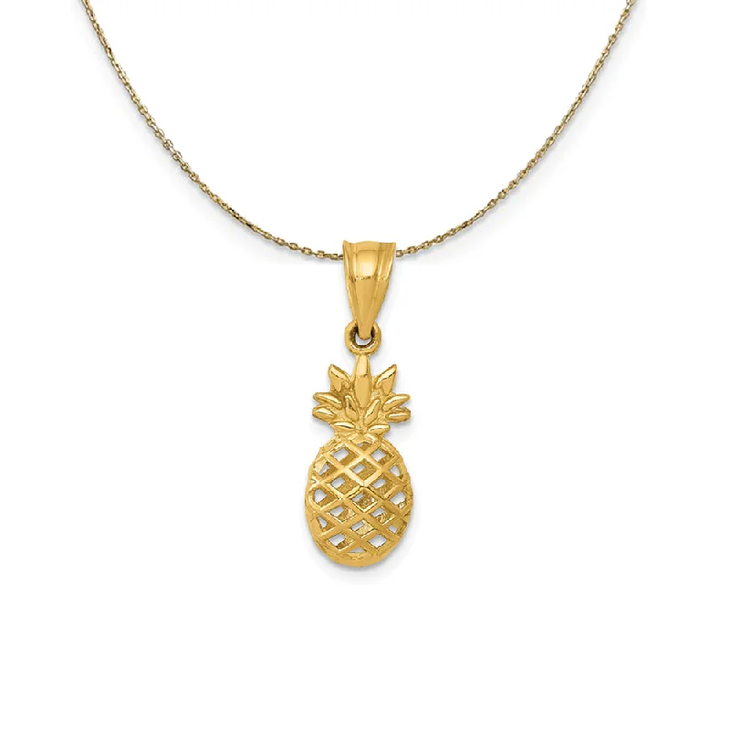 14k Yellow Gold 3D Pineapple (9mm) Necklace