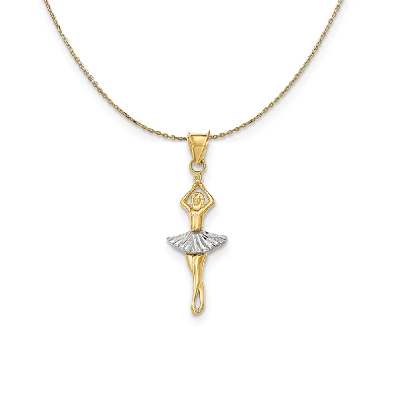 14k Yellow Gold and Rhodium Moveable Dancer (33mm) Necklace