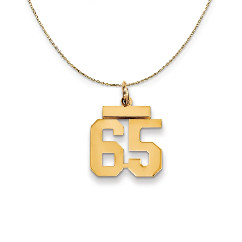 Wool band necklace-14k Yellow Gold, Athletic, Sm Polished Number 65 Necklace