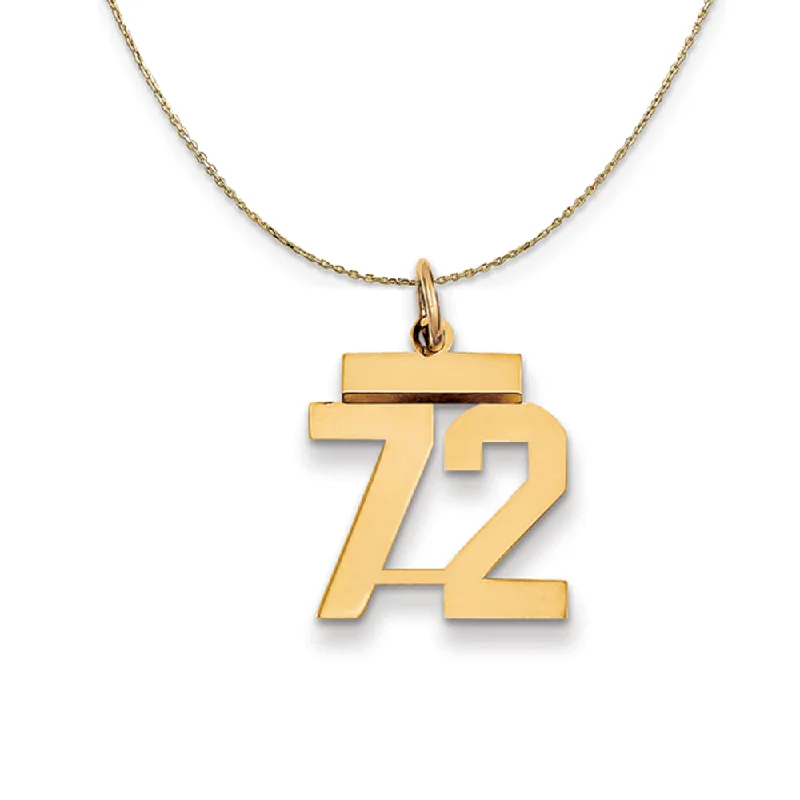 14k Yellow Gold, Athletic, Sm Polished Number 72 Necklace