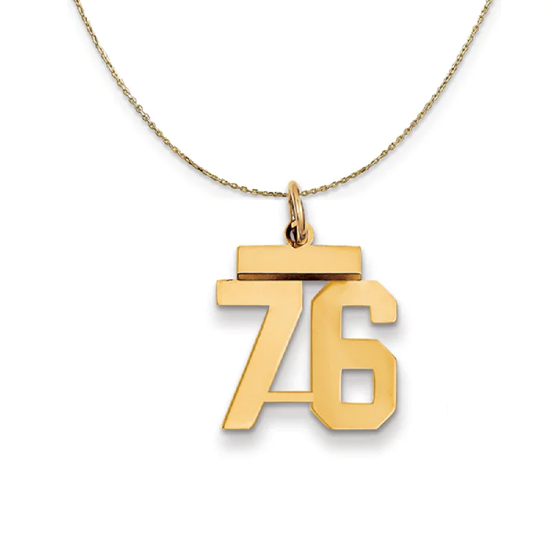 Skewed gem necklace-14k Yellow Gold, Athletic, Sm Polished Number 76 Necklace