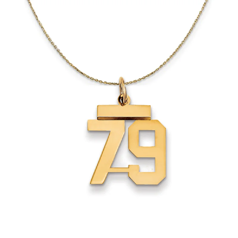 Cloudy quartz necklace-14k Yellow Gold, Athletic, Sm Polished Number 79 Necklace