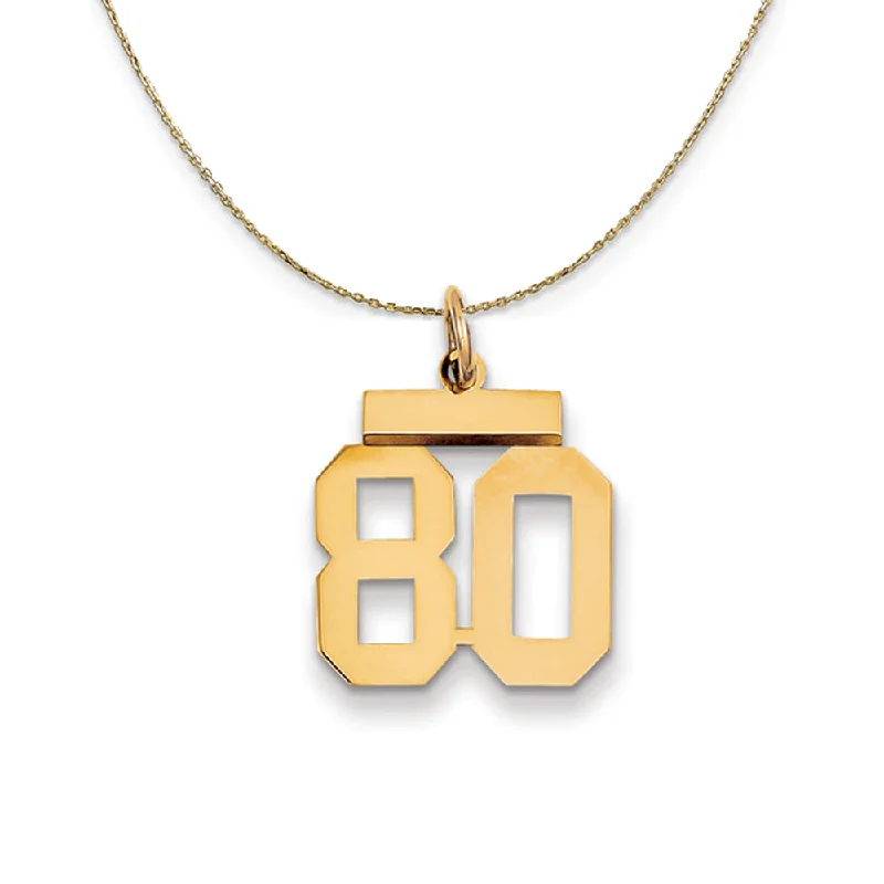 14k Yellow Gold, Athletic, Sm Polished Number 80 Necklace