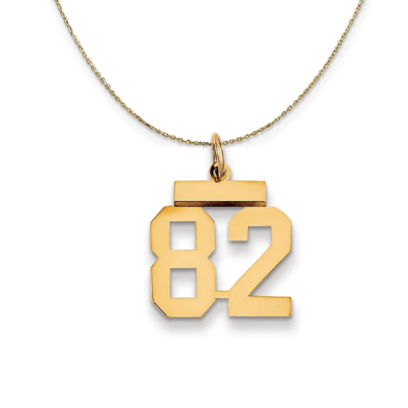 14k Yellow Gold, Athletic, Sm Polished Number 82 Necklace