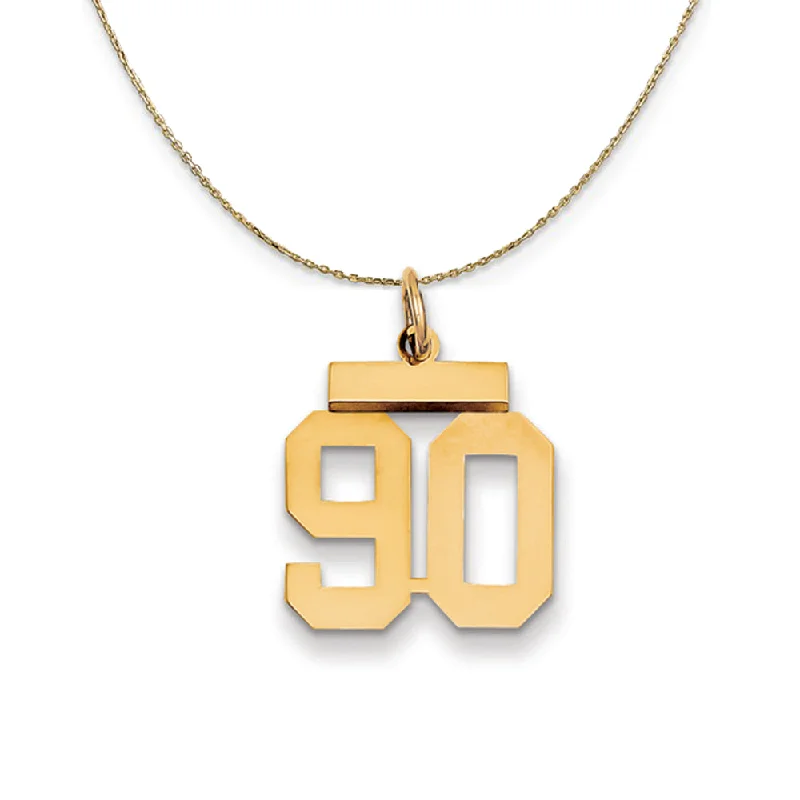 14k Yellow Gold, Athletic, Sm Polished Number 90 Necklace