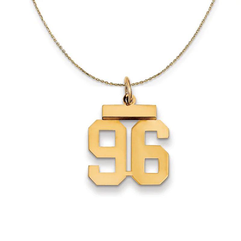 14k Yellow Gold, Athletic, Sm Polished Number 96 Necklace