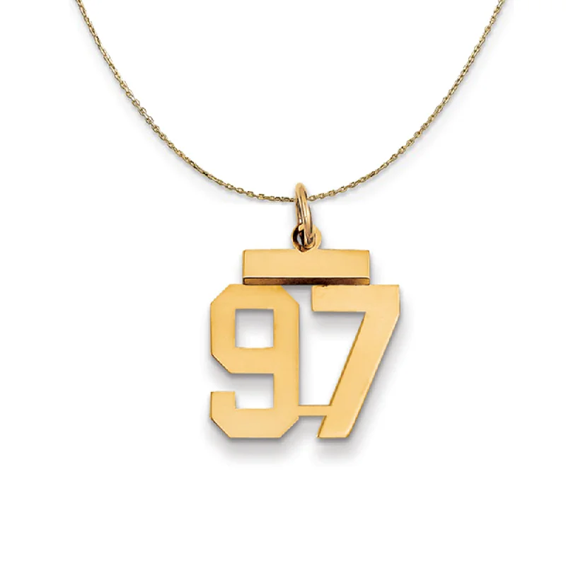 14k Yellow Gold, Athletic, Sm Polished Number 97 Necklace