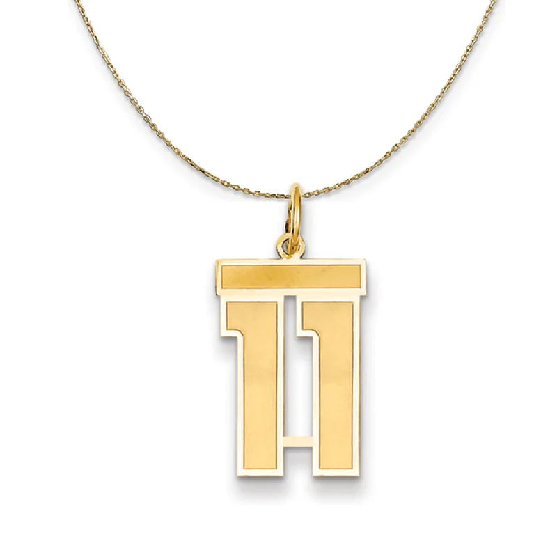 Lunar pendant necklace-14k Yellow Gold, Jersey, Med Number 11 Necklace