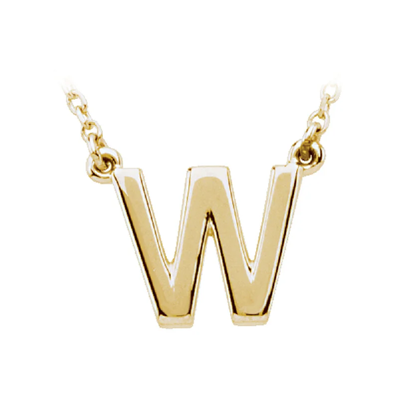 Ripple chain necklace-14K Yellow Gold, Kendall Collection, Block Initial W Necklace, 16 Inch