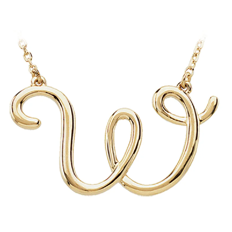 Norse knot necklace-14k Yellow Gold, Olivia Collection, Medium Script Initial W Necklace