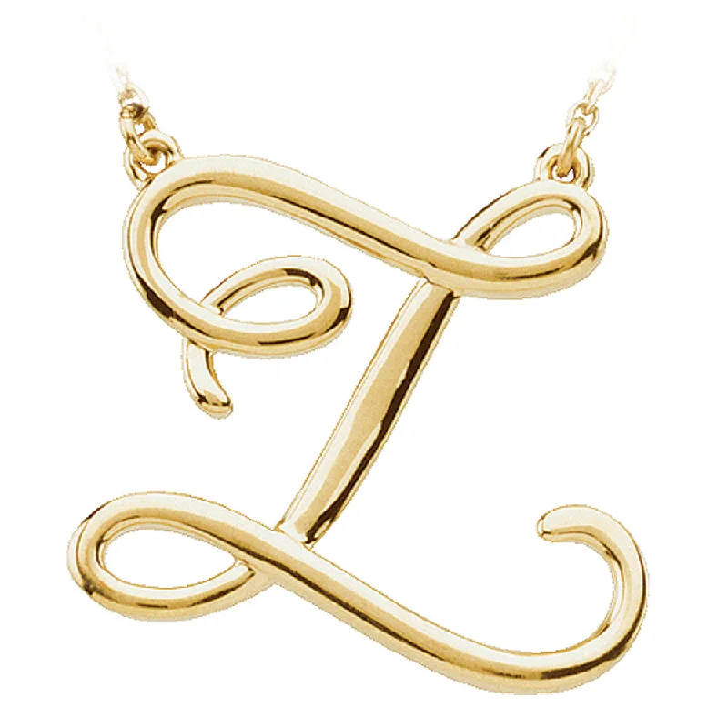 14k Yellow Gold, Olivia Collection, Medium Script Initial Z Necklace