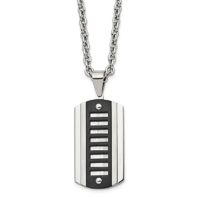 Baroque flair necklace-Men's Stainless Steel Two Tone Dog Tag Necklace, 24 Inch