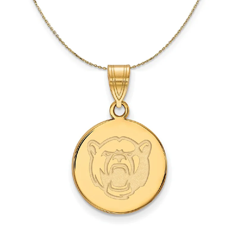 14k Yellow Gold Baylor U Medium Disc Necklace