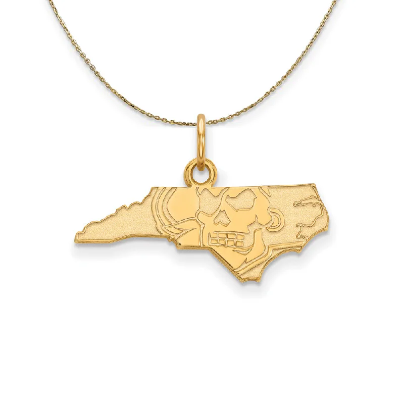 Grooved rim necklace-14k Yellow Gold East Carolina U X-Small Necklace