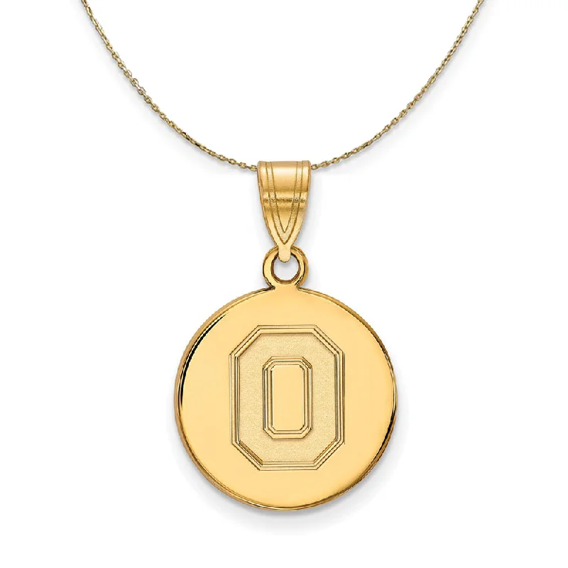 14k Yellow Gold Ohio State Medium Disc Necklace