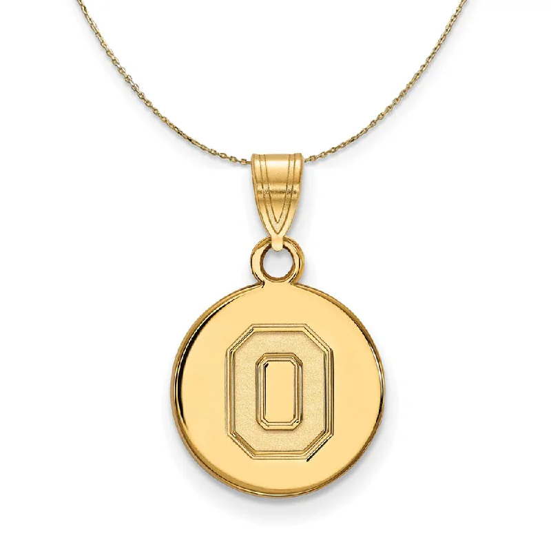 Toasted wood necklace-14k Yellow Gold Ohio State Small Disc Necklace