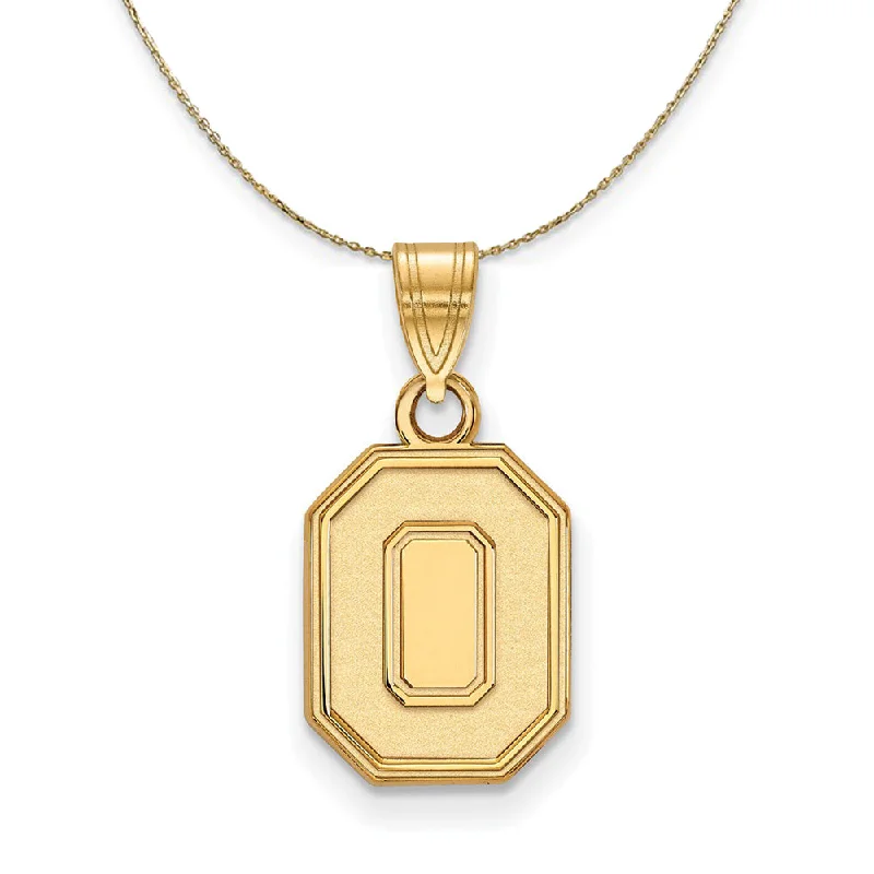 Iron toned necklace-14k Yellow Gold Ohio State Buckeyes Small Logo Necklace