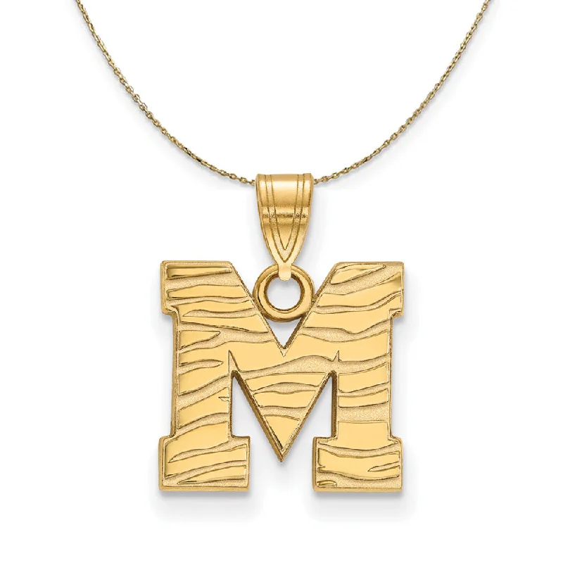 14k Yellow Gold U. of Memphis Small 'M' Necklace