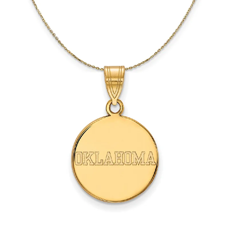 Tidal vortex necklace-14k Yellow Gold U. of Oklahoma Medium Disc Necklace