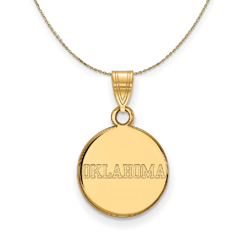 14k Yellow Gold U. of Oklahoma Small Disc Necklace