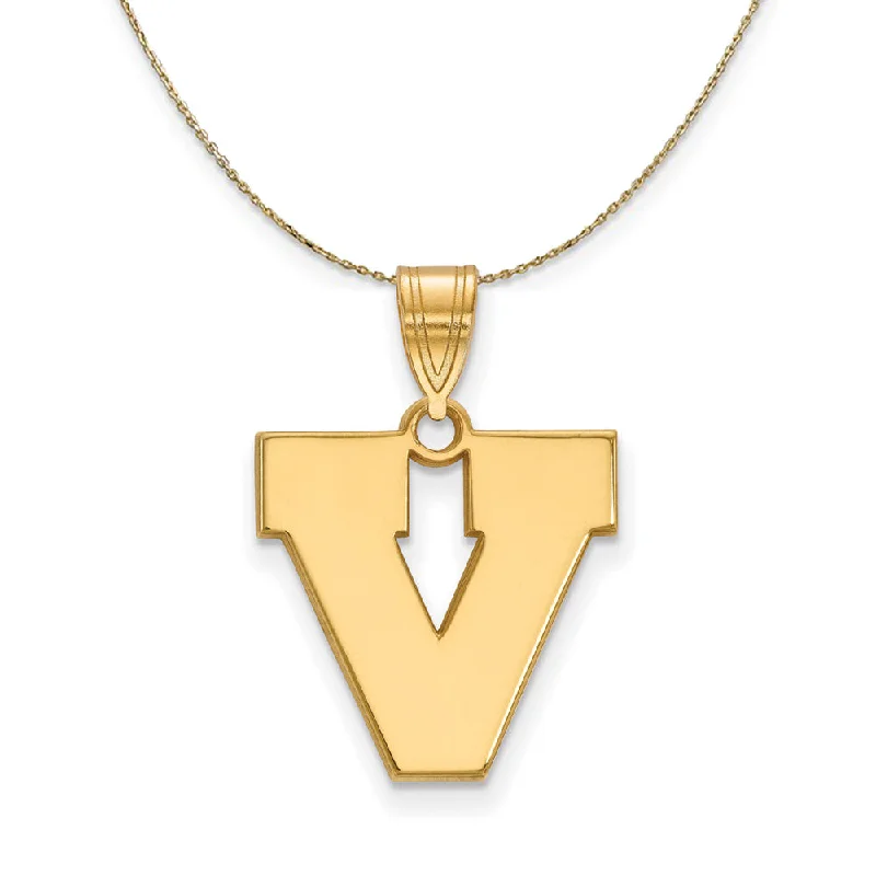 Maple nut necklace-14k Yellow Gold U. of Virginia Medium Initial V Necklace