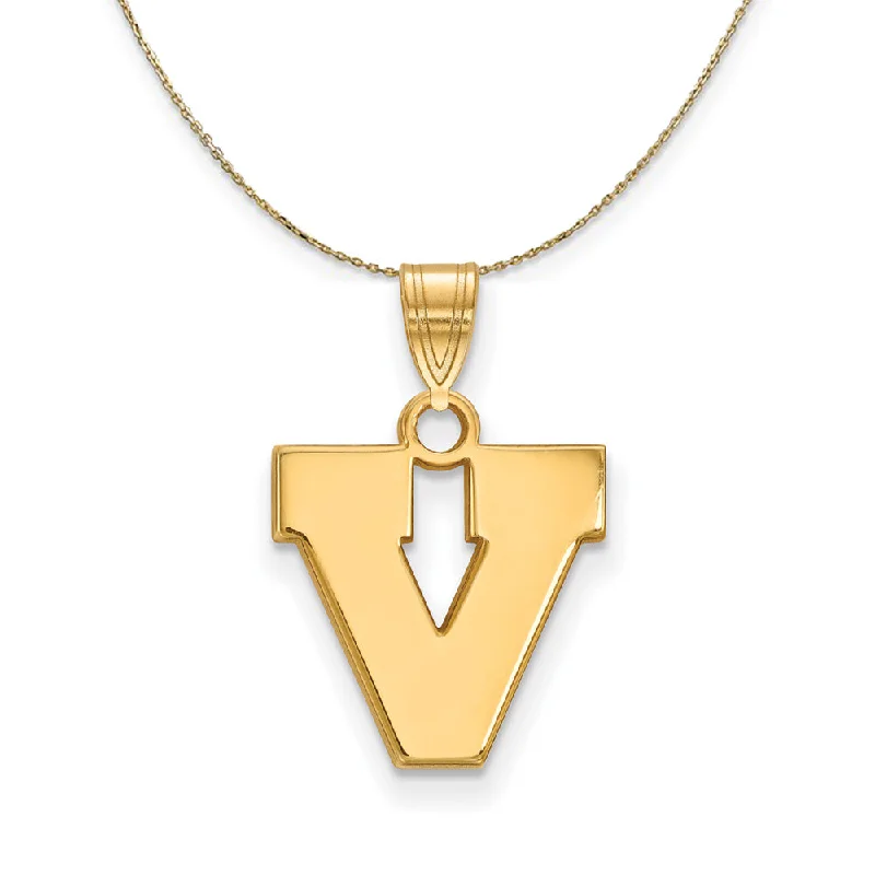 Regency curve necklace-14k Yellow Gold U. of Virginia Small Initial V Necklace