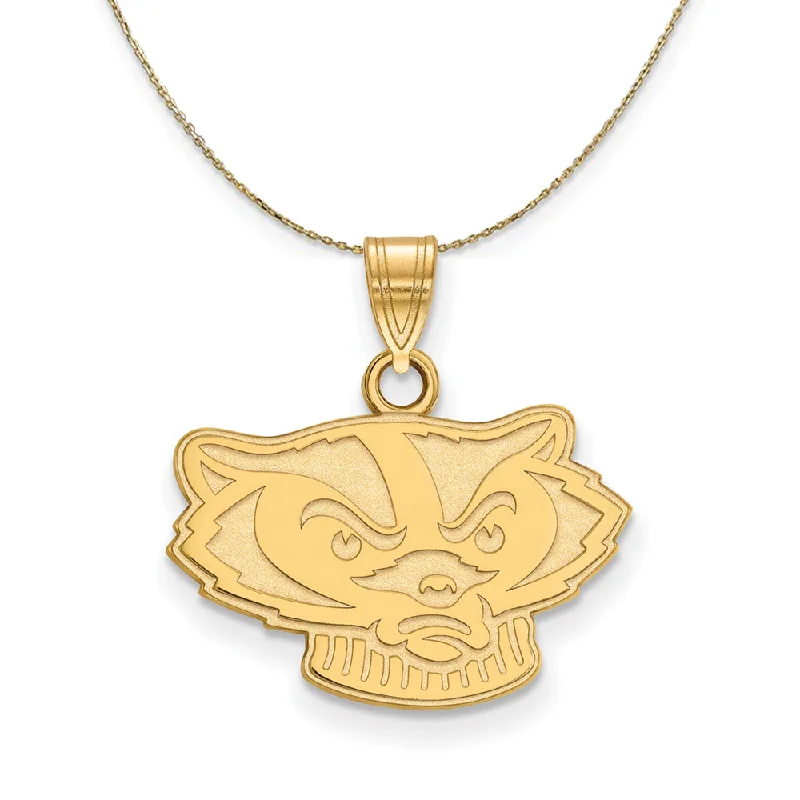 14k Yellow Gold U. of Wisconsin Small Badgers Necklace