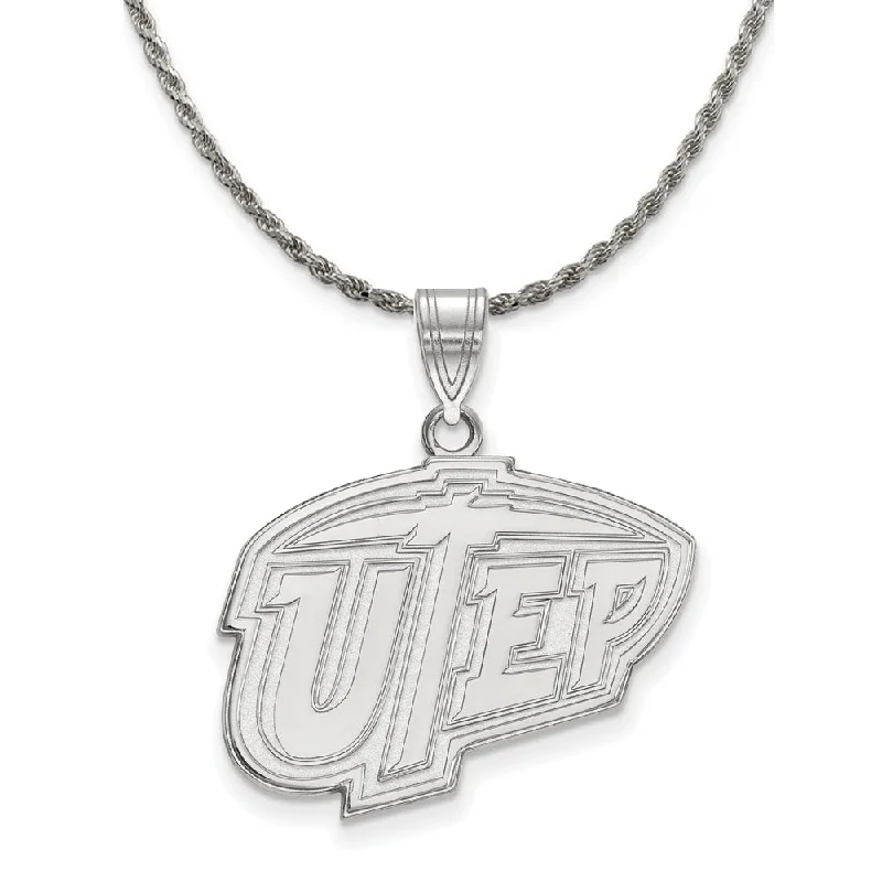 Ragged rim necklace-Sterling Silver U. of Texas at El Paso Large Necklace