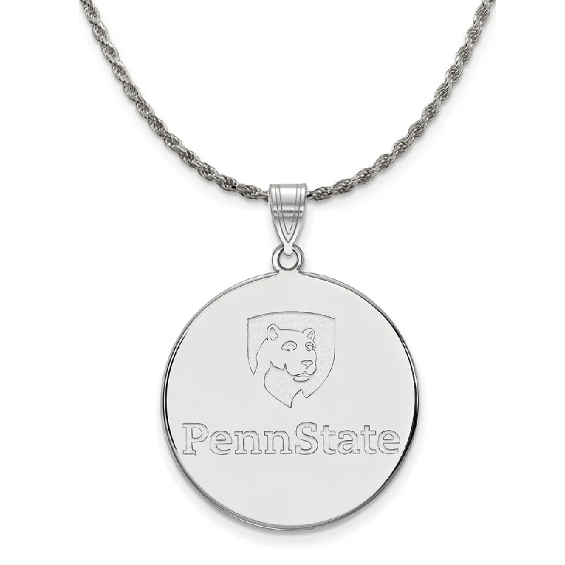 Multi-stack necklace-Sterling Silver Penn State XL Disc Pendant Necklace