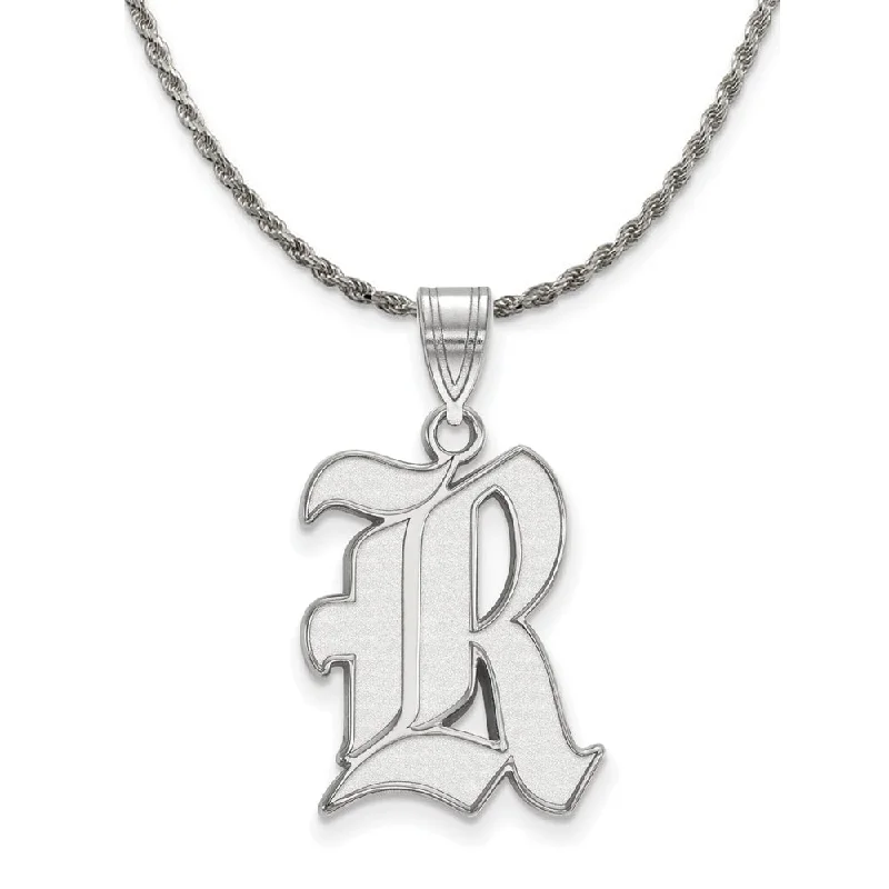 Stellar shine necklace-Sterling Silver Rice U. Large 'R' Pendant Necklace