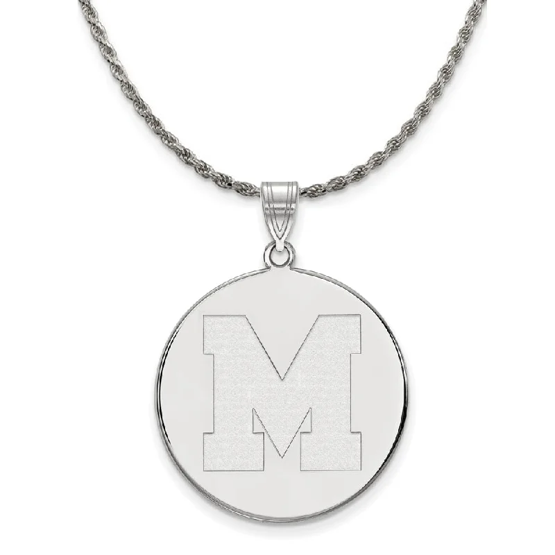 Sterling Silver U. of Memphis XL Initial M Disc Necklace