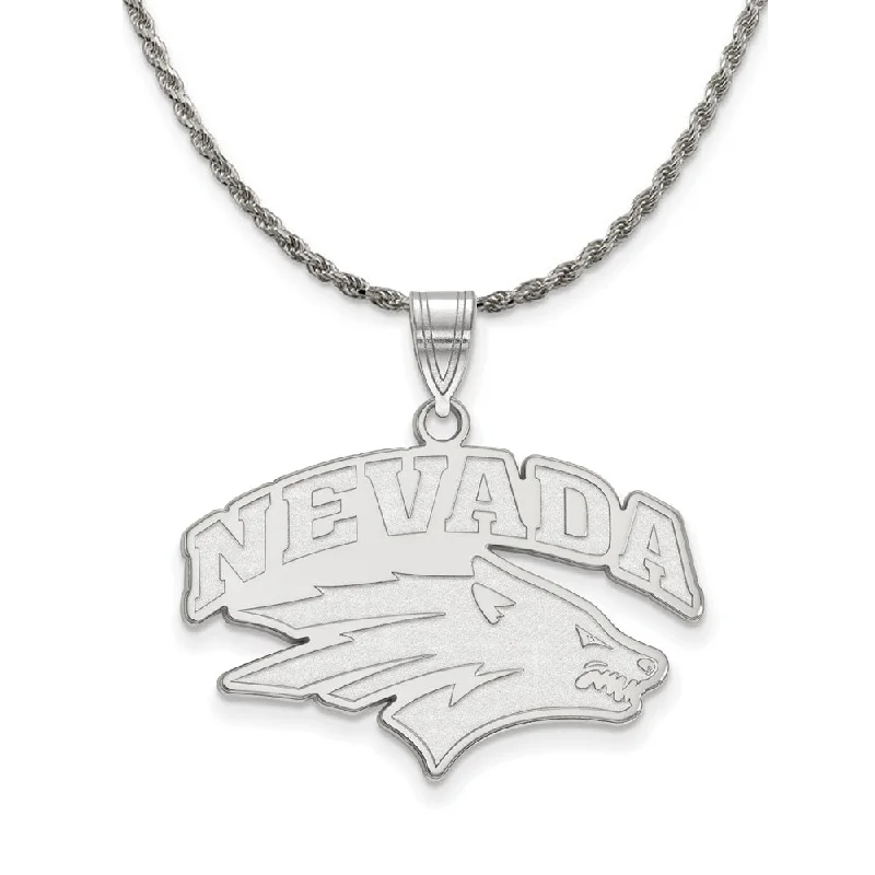 Sterling Silver U. of Nevada Large Logo Pendant Necklace