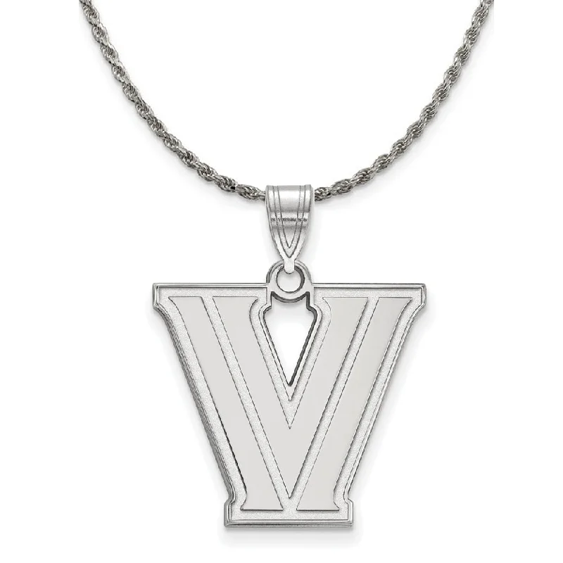 Brushed chain necklace-Sterling Silver Villanova U. Large 'V' Pendant Necklace