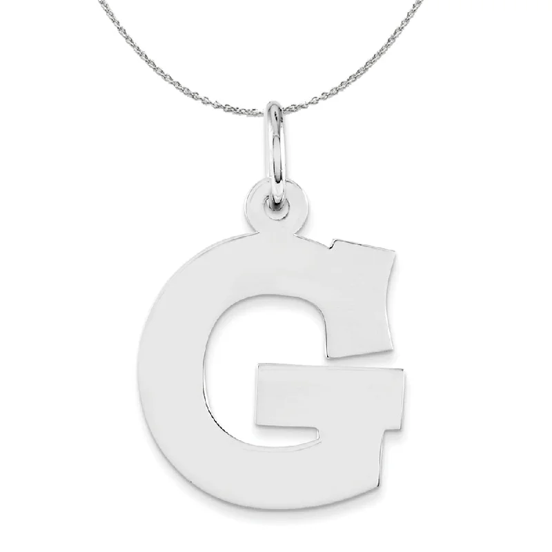 Silver Amanda Collection Medium Block Style Initial G Necklace