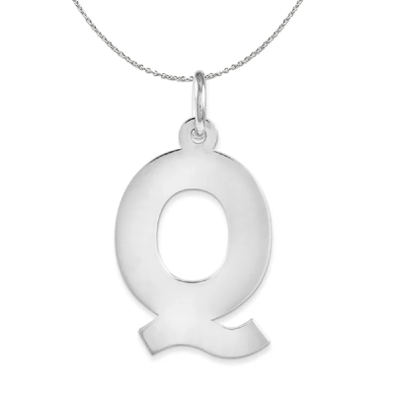 Iris flower necklace-Silver Amanda Collection Medium Block Style Initial Q Necklace