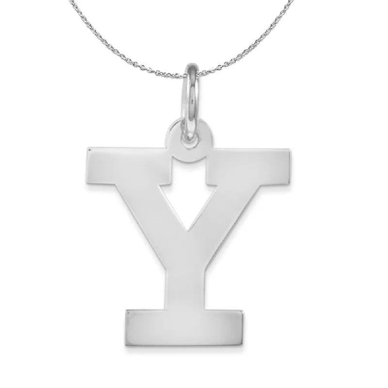 Silver Amanda Collection Medium Block Style Initial Y Necklace