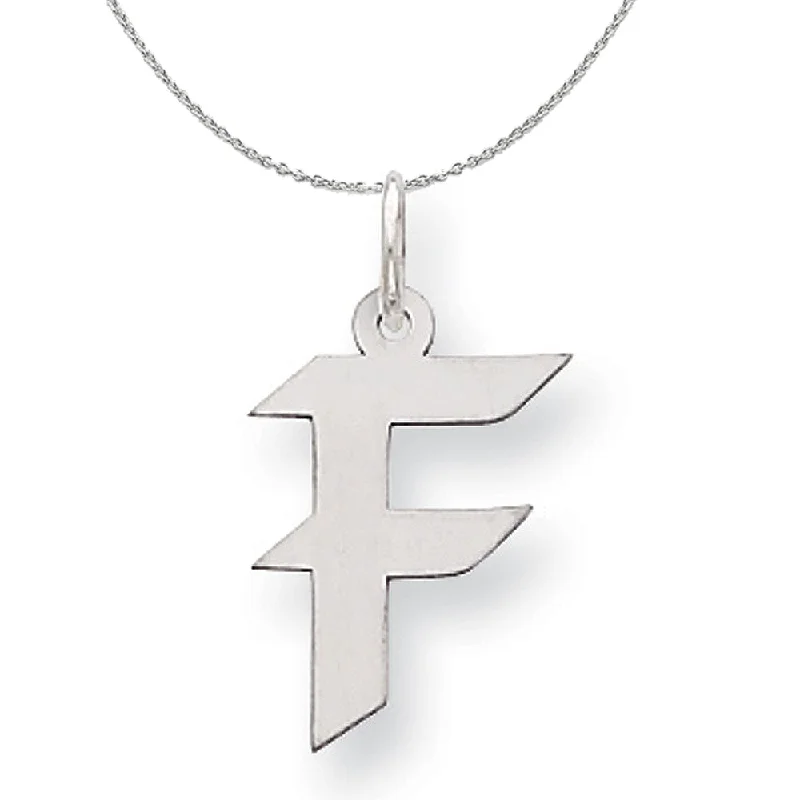 Etched groove necklace-Silver Karlie Collection Artisan Block Initial Charm Letter F Necklace