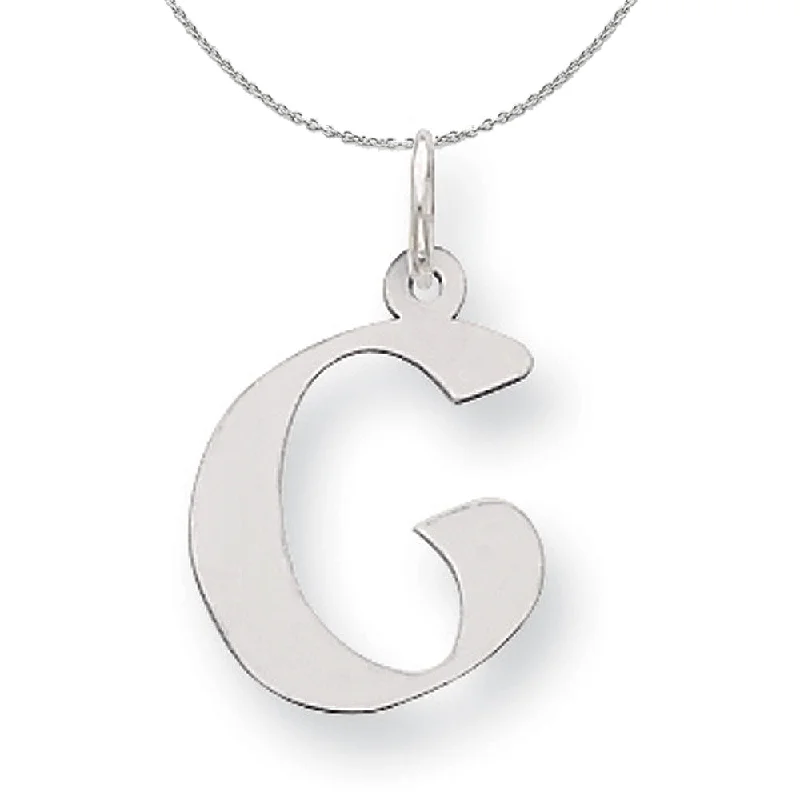 Brass forged necklace-Silver Karlie Collection Artisan Block Initial Charm Letter G Necklace