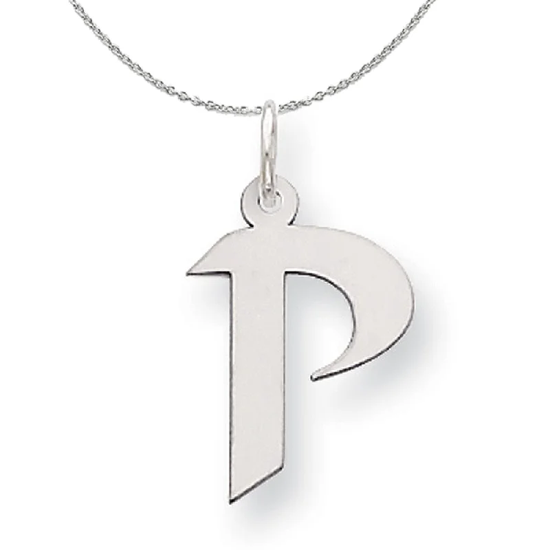 Pentagon stone necklace-Silver Karlie Collection Artisan Block Initial Charm Letter P Necklace