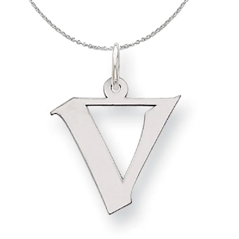 Copper relic necklace-Silver Karlie Collection Artisan Block Initial Charm Letter V Necklace