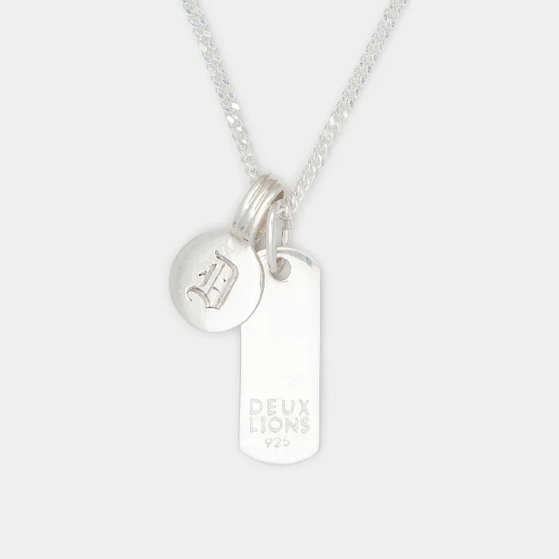 Baby Lion Tag Medallion Combo Necklace in Silver