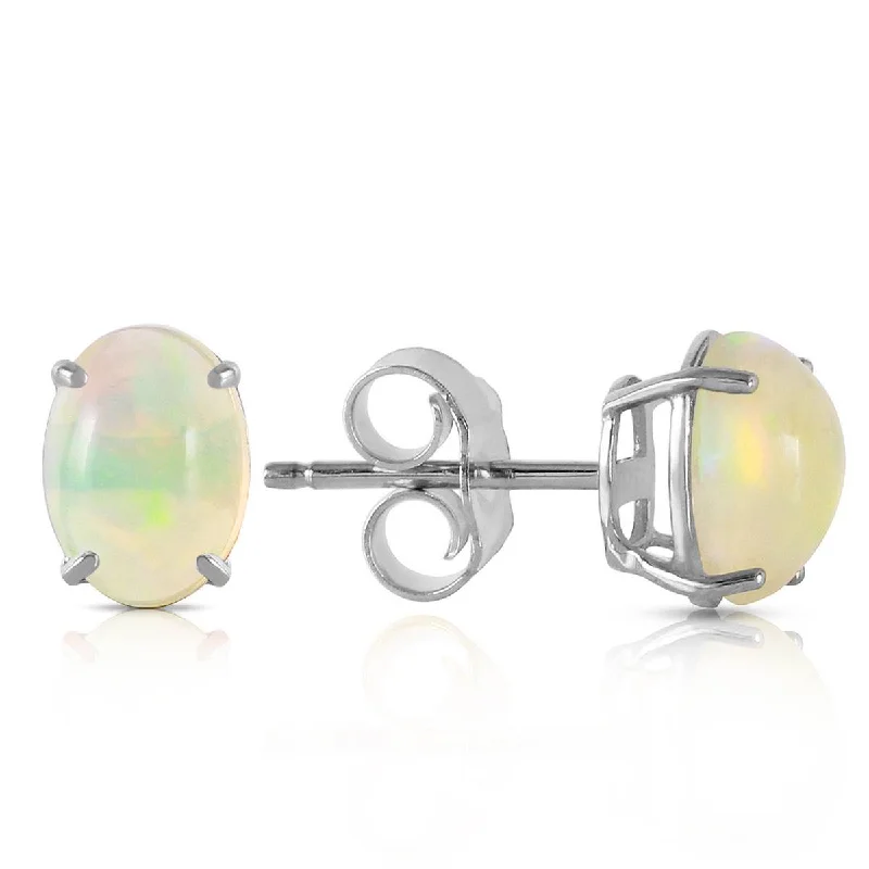 Ocean crest earrings-0.9 Carat 14K Solid White Gold Yours To Love Opal Earrings